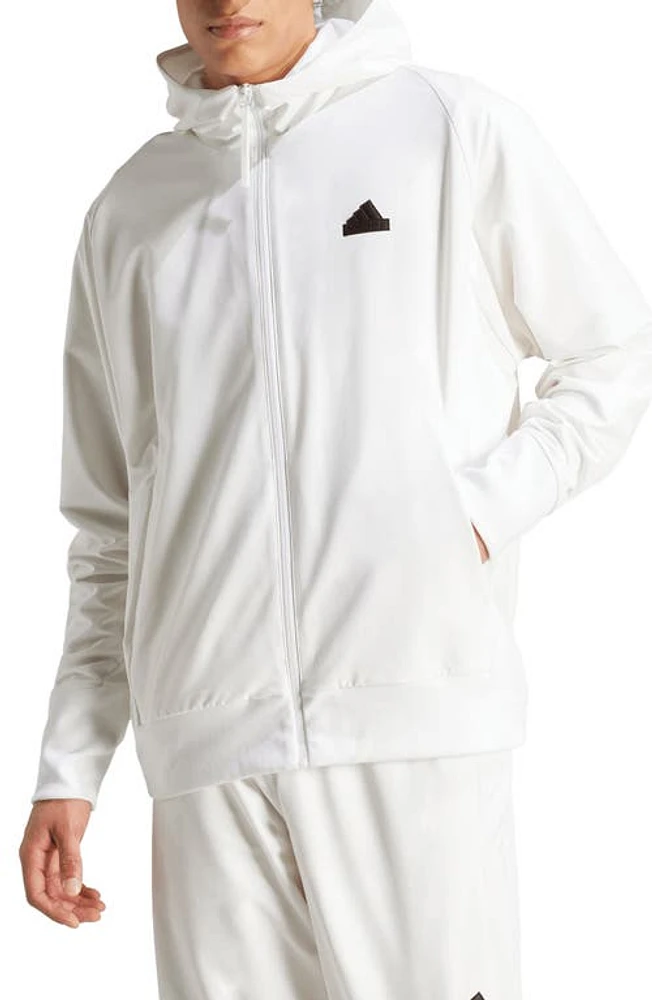 adidas Z. N.E. AEROREADY Woven Zip Hoodie in White at Nordstrom, Size X-Large R