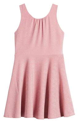 Ava & Yelly Kids' Metallic Sleeveless Skater Dress Blush at Nordstrom,