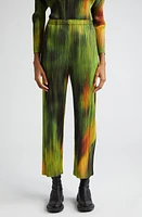 Pleats Please Issey Miyake Abstract Print Pleated Ankle Pants Spinach at Nordstrom,