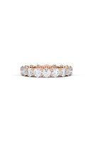 HauteCarat Round Cut Lab Created Diamond 18K Gold Eternity Band Ring in Rose Gold at Nordstrom