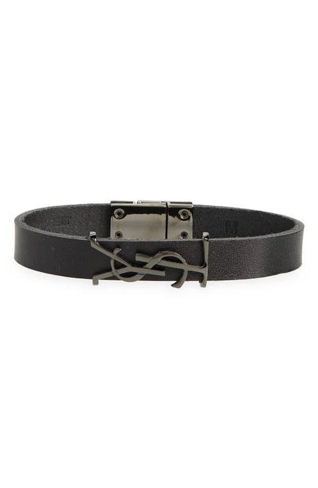 Saint Laurent YSL Leather Bracelet Nero at Nordstrom,