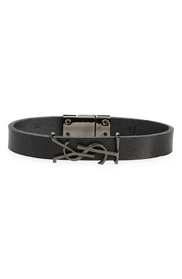 Saint Laurent YSL Leather Bracelet Nero at Nordstrom,