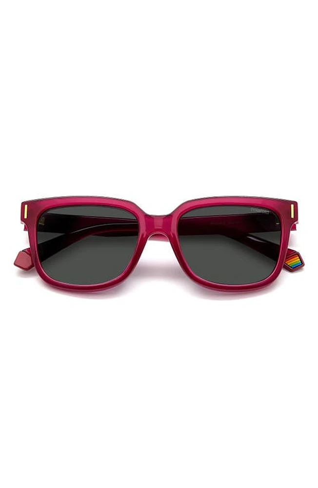 Polaroid 54mm Polarized Rectangular Sunglasses in Fuchsia/Gray Polar at Nordstrom