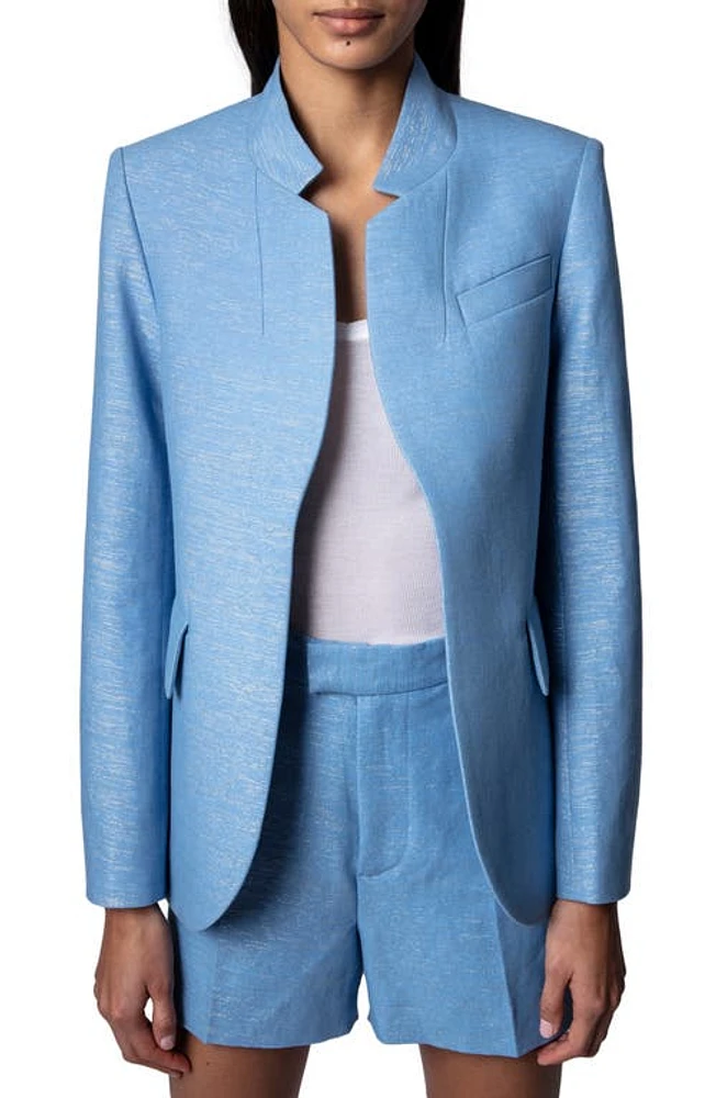 Zadig & Voltaire Very Lin Sparkle Blazer in Azur at Nordstrom, Size 36