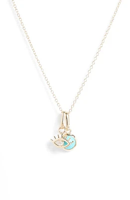 Anzie x Mel Soldera Lash Diamond Evil Eye Charm Necklace in Turquoise at Nordstrom, Size 17