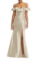 Alfred Sung Off the Shoulder Ruffle Satin Trumpet Gown at Nordstrom,