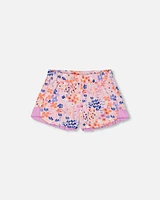 Deux Par Deux Girl's Organic Cotton Short Lavender Printed Fields Flowers in Lavender Printed Flowers at Nordstrom