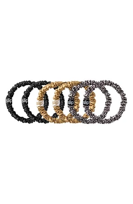 slip Pure Silk 6-Pack Skinny Scrunchies in Gold/leopard/black at Nordstrom