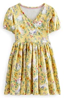 Mini Boden Kids' Bunny Print Cotton Ballerina Dress Spring Yellow at Nordstrom,