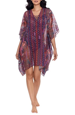 Miraclesuit Dynasty Metallic Paisley Cover-Up Caftan in Blue Multi at Nordstrom