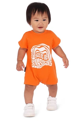 TINY TRIBE Sunshine Cotton Blend Romper Burnt Orange at Nordstrom,