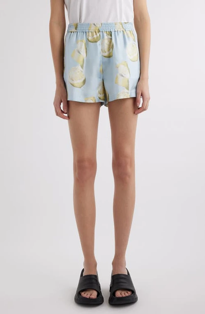 Givenchy Lemon Print Silk Shorts Blue/Yellow at Nordstrom, Us