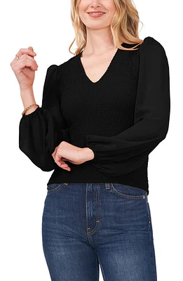 1.STATE Smock Bodice Chiffon Top Rich Black at Nordstrom,