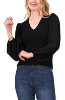 1.STATE Smock Bodice Chiffon Top Rich Black at Nordstrom,