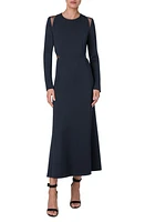 Akris Cutout Detail Long Sleeve Stretch Silk Midi Dress at Nordstrom,