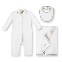 Hope & Henry Baby 4-Piece Knit Gifting Set, Infant in White With Taupe Trim Set at Nordstrom