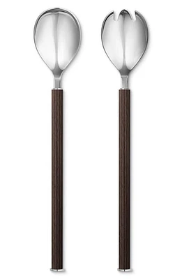 Georg Jensen Bernadotte Wood Salad Serving Set in Silver/Brown at Nordstrom