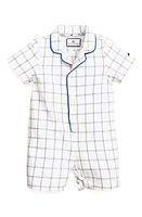 Petite Plume Kids' Nantucket Tattersall Classic One-Piece Pajamas White at Nordstrom,