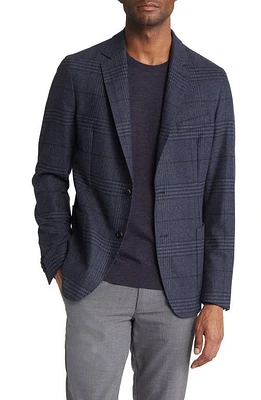 BOSS Hanry Plaid Sport Coat in Dark Blue at Nordstrom, Size 44 Long