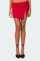 EDIKTED Selena Asymmetric Wrap Miniskirt Red at Nordstrom,