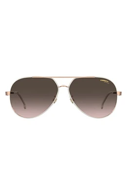 Carrera Eyewear 63mm Polarized Oversize Aviator Sunglasses in White Copper Gold/Brown at Nordstrom