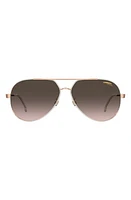 Carrera Eyewear 63mm Polarized Oversize Aviator Sunglasses in White Copper Gold/Brown at Nordstrom