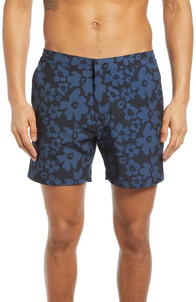 Fair Harbor The Sextant Swim Trunks Navy Floral at Nordstrom,