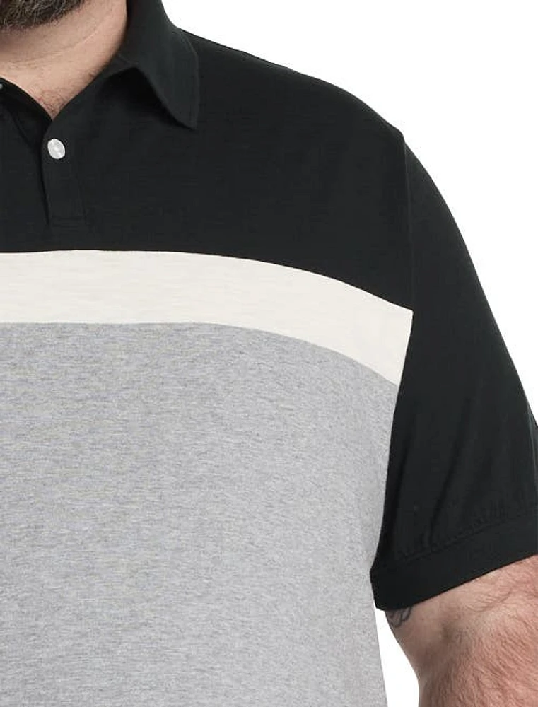 Harbor Bay by DXL Colorblock Striped Polo Shirt Black at Nordstrom,