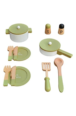 Teamson Kids Little Chef Frankfurt 14-Piece Wood Cookware Playset in Green at Nordstrom