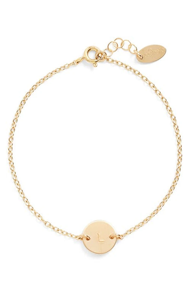 Nashelle Initial Mini Disc Bracelet in 14K Gold Fill L at Nordstrom