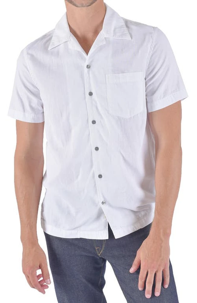 HIROSHI KATO The Wrench Solid Double Gauze Camp Shirt White at Nordstrom,