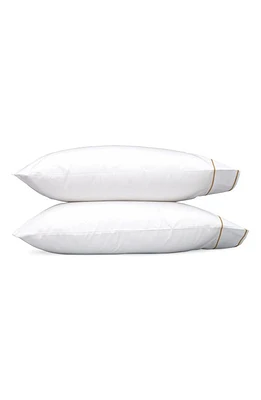 Matouk Set of 2 Ansonia 500 Thread Count Cotton Percale Pillowcases in White/Bronze at Nordstrom