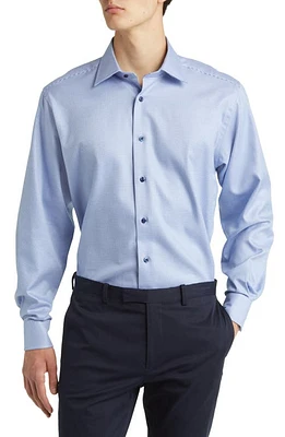 David Donahue Regular Fit Micro Dobby Dress Shirt Blue at Nordstrom,