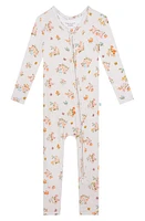 Posh Peanut Clemence Floral Fitted Convertible Footie Pajamas Ivory/Flowers at Nordstrom,