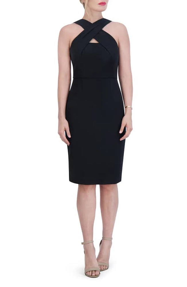 Vince Camuto Cross Neck Cocktail Sheath Dress Black at Nordstrom,