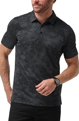 TravisMathew Brilliant Waters Tie Dye Piqué Polo Black at Nordstrom,