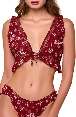 Hauty Printed Chiffon Bralette Set Burgundy at Nordstrom,