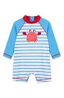 Little Me Kids' Crab Long Sleeve Rashguard Swimsuit Blue at Nordstrom,