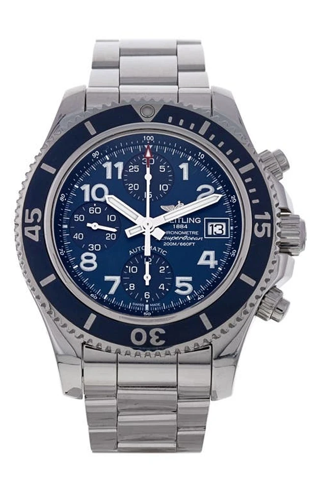 Watchfinder & Co. Breitling Preowned 2017 SuperOcean Automatic 42 A13311 Chronograph Bracelet Watch, 42mm in Silver /Blue at Nordstrom