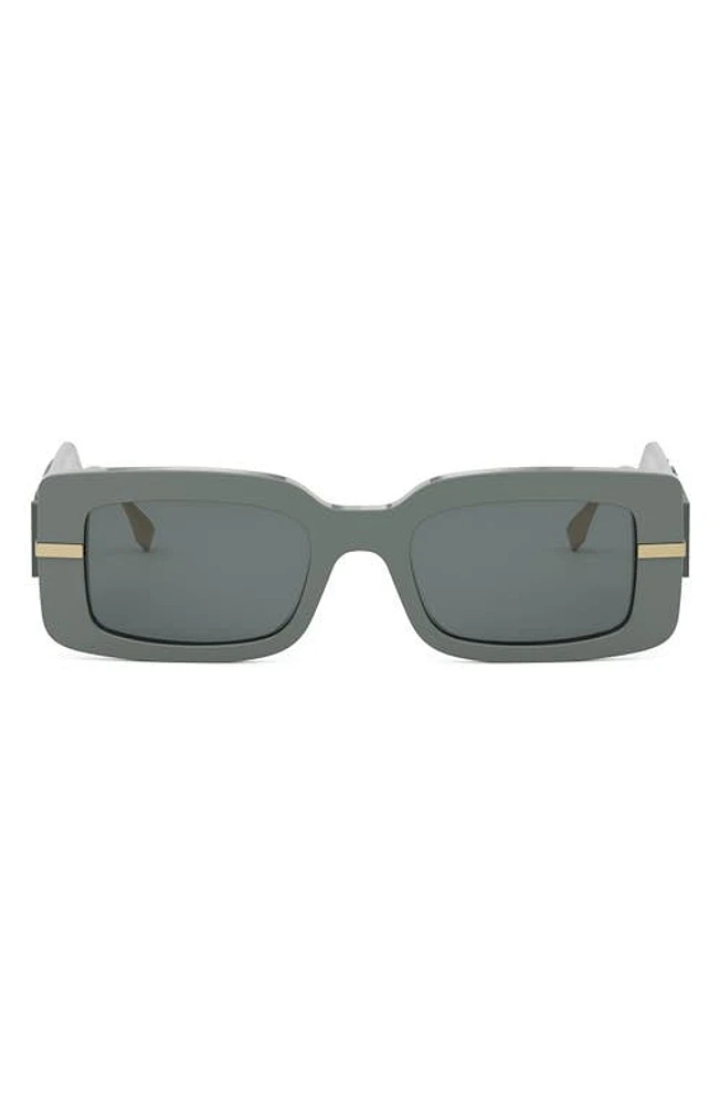 'Fendigraphy 51mm Rectangular Sunglasses in Grey/Smoke at Nordstrom