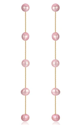 Ettika Dripping Freshwater Pearl Linear Drop Earrings in Pink at Nordstrom