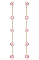 Ettika Dripping Freshwater Pearl Linear Drop Earrings in Pink at Nordstrom