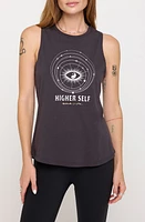 Spiritual Gangster Higher Self Jade Triblend Muscle Tank Top Vintage Black at Nordstrom,