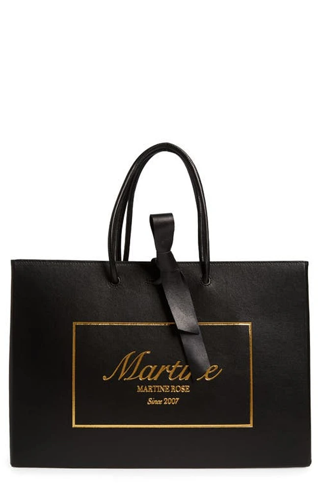 Martine Rose Large Foil Logo Faux Leather Shopper in Black at Nordstrom