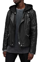 AllSaints Whitson Leather Biker Jacket Black at Nordstrom,