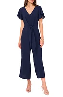 Vince Camuto Tie Waist Crop Wide Leg Jumpsuit in Classic Navy at Nordstrom, Size X-Small