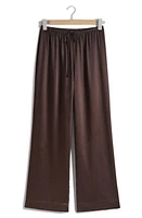 & Other Stories Satin Drawstring Wide Leg Pants in Dark Brown at Nordstrom, Size 10