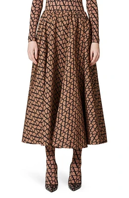 Valentino Garavani VLOGO Toile Iconographe Silk Faille Skirt Mux-Light Camel/Nero at Nordstrom, Us