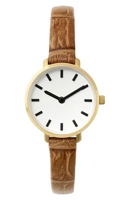 BREDA Beverly Faux-Crocodile Leather Strap Watch, 25mm in Gold/Beige/White at Nordstrom