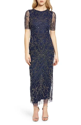 Pisarro Nights Embellished Chiffon Gown Navy at Nordstrom,